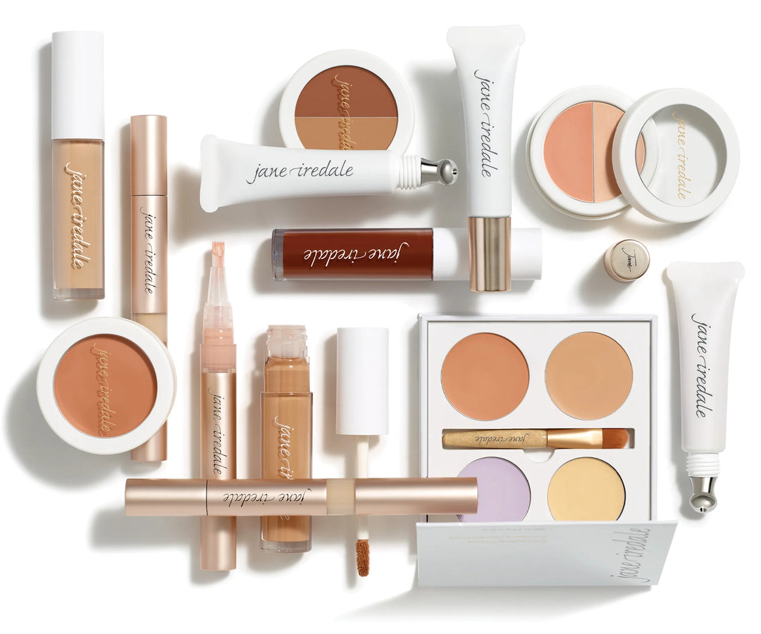 Jane Iredale concealer formulas flat lay - a targeted solution for every skin concern