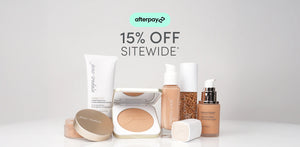 Jane Iredale foundation products on light background. Afterpay Day Sale: 15% off sitewide.