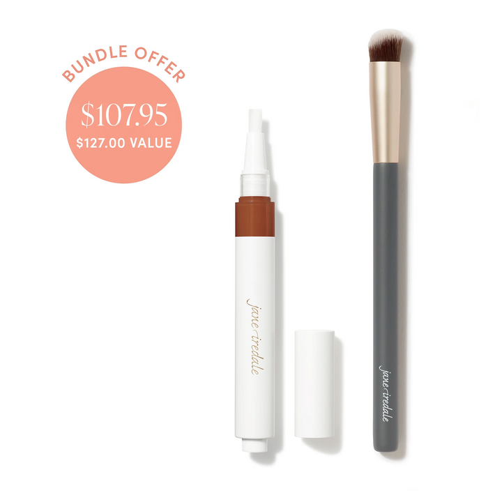 Jane Iredale® Skintuition Brightening Under Eye Concealer in DPR14 with Concealer Brush, shown as a bundle offer.