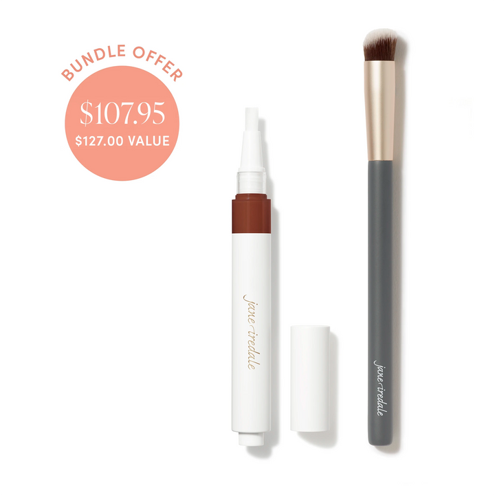 Jane Iredale® Skintuition Brightening Under Eye Concealer in DPR15 with Concealer Brush, shown as a bundle offer.