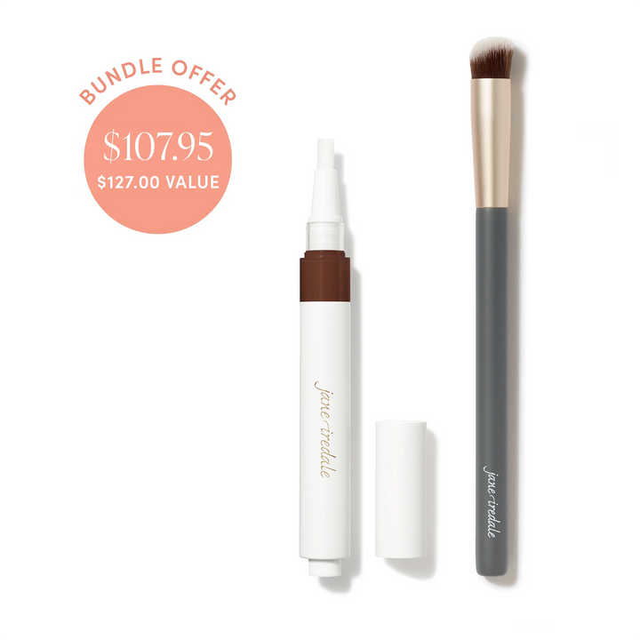 Jane Iredale® Skintuition Brightening Under Eye Concealer in DPR16 with Concealer Brush, shown as a bundle offer.