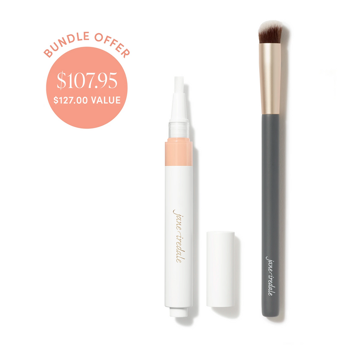 Jane Iredale® Skintuition Brightening Under Eye Concealer in L2 with Concealer Brush, shown as a bundle offer.