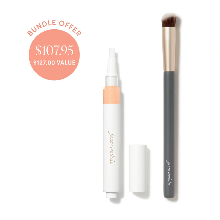 Jane Iredale® Skintuition Brightening Under Eye Concealer in LM4 with Concealer Brush, shown as a bundle offer.