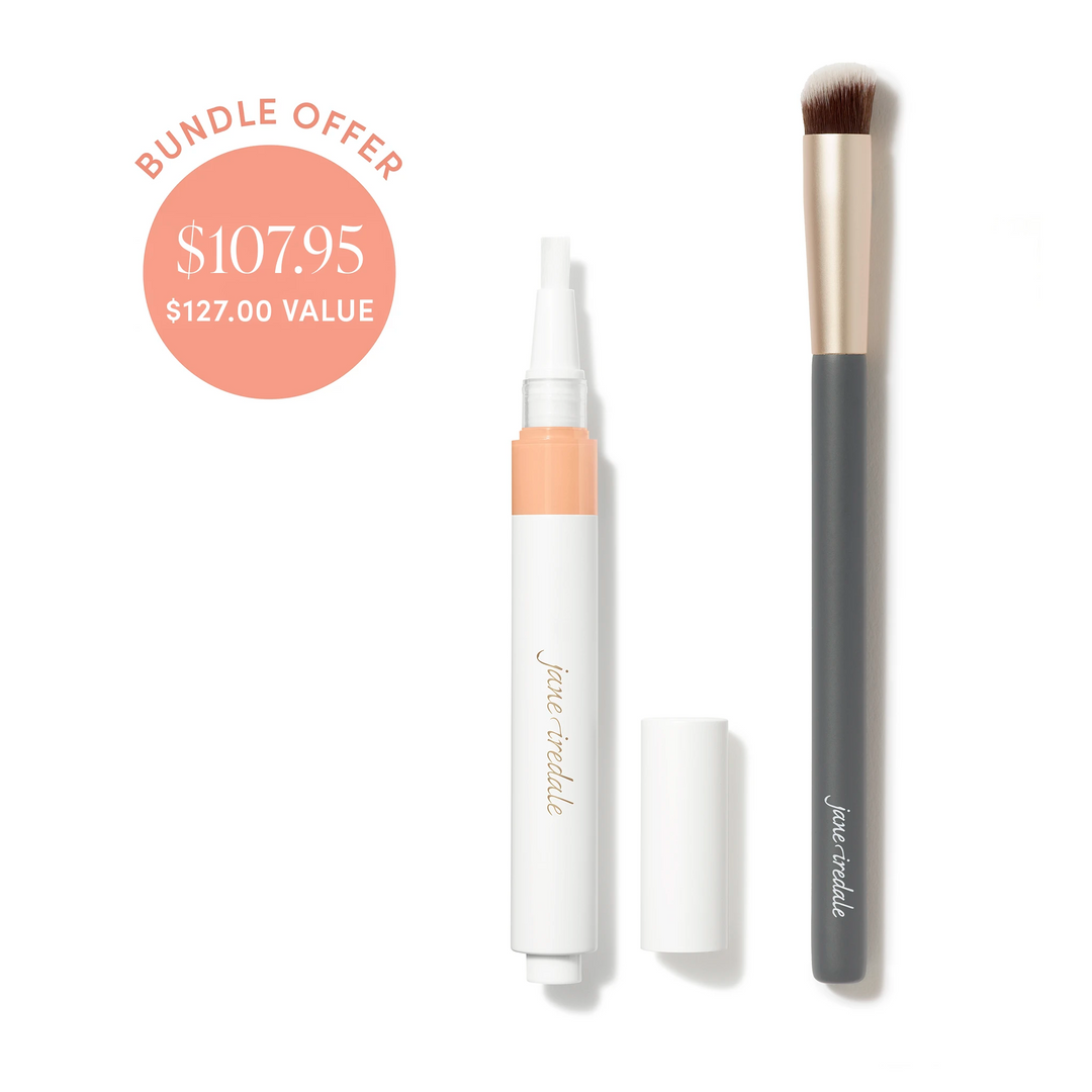 Jane Iredale® Skintuition Brightening Under Eye Concealer in LM5 with Concealer Brush, shown as a bundle offer.