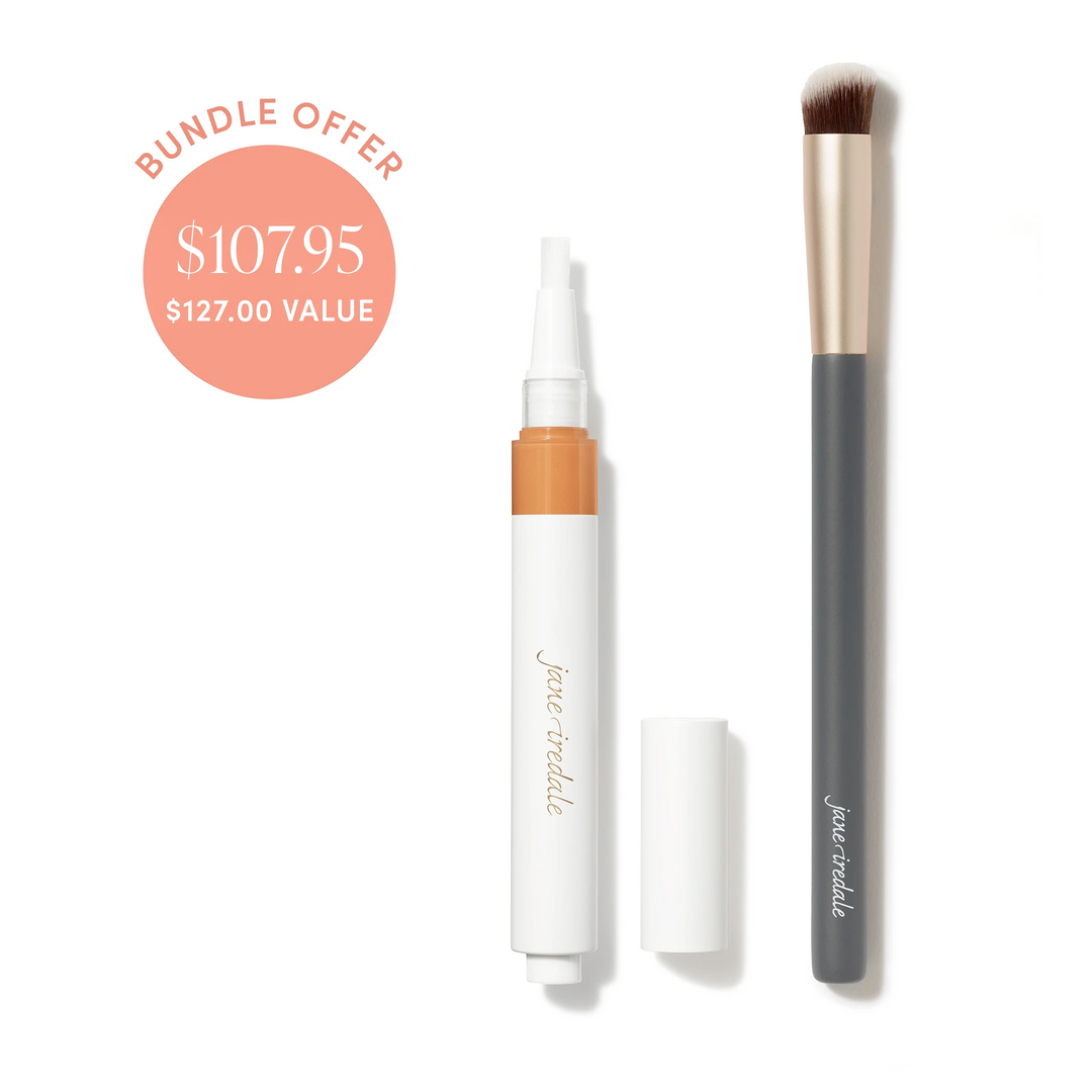 Jane Iredale® Skintuition Brightening Under Eye Concealer in MD9 with Concealer Brush, shown as a bundle offer.