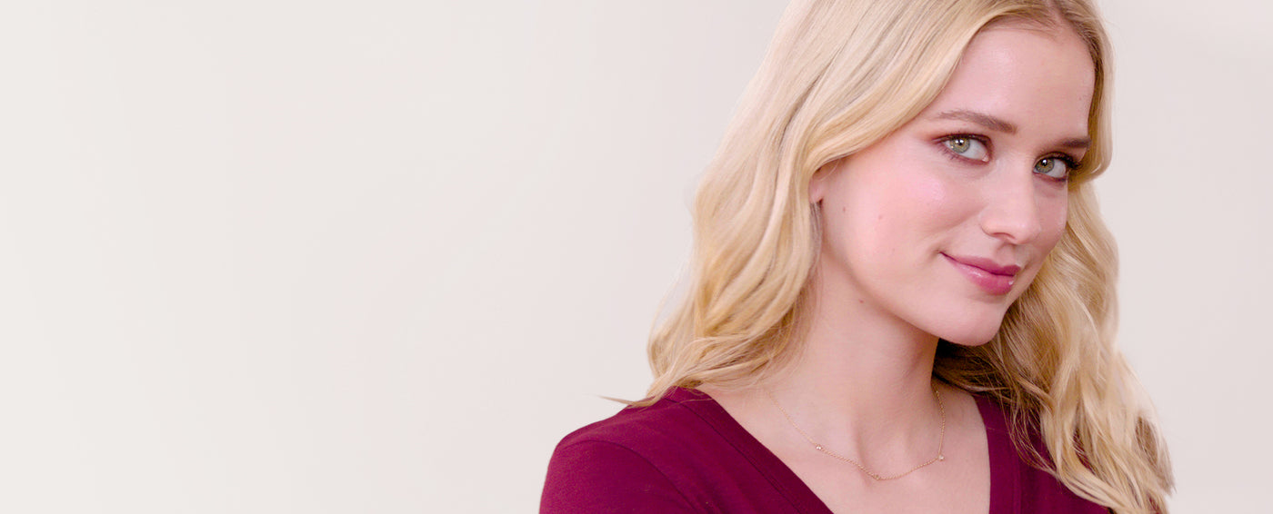 Actress Elizabeth Lail wearing jane iredale mineral makeup