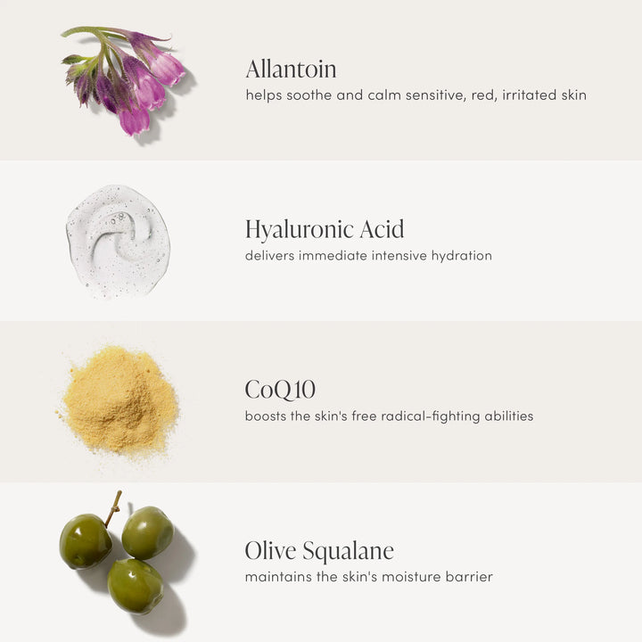 Skincare ingredients with text on a light background