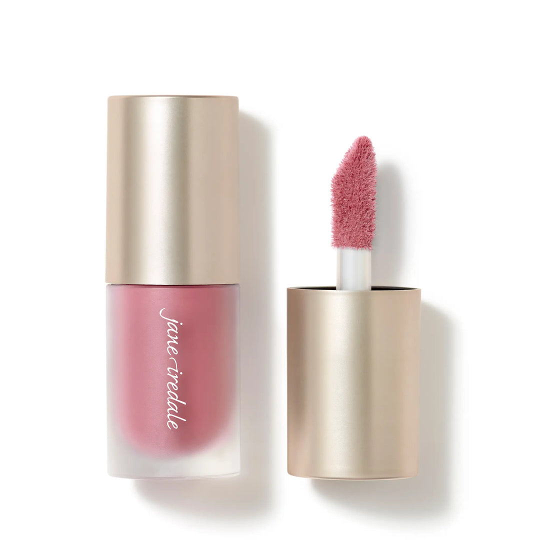 ColorLuxe Liquid Blush soldier with applicator and visible brand name on bottle, on a white background