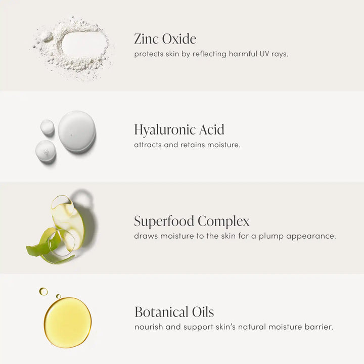 Jane Iredale Skintuition SPF 30 Radiance-Boosting Liquid Foundation Key ingredients Zinc Oxide, Hyaluronic Acid, Superfood Complex &amp; Botanical Oils