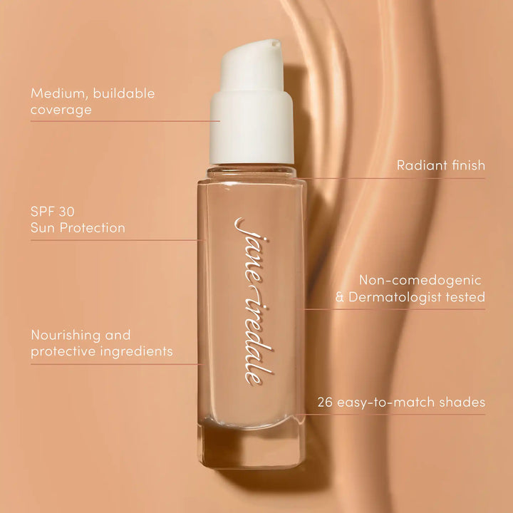 Jane Iredale Skintuition SPF 30 Radiance-Boosting Liquid Foundation Medium, buildable coverage