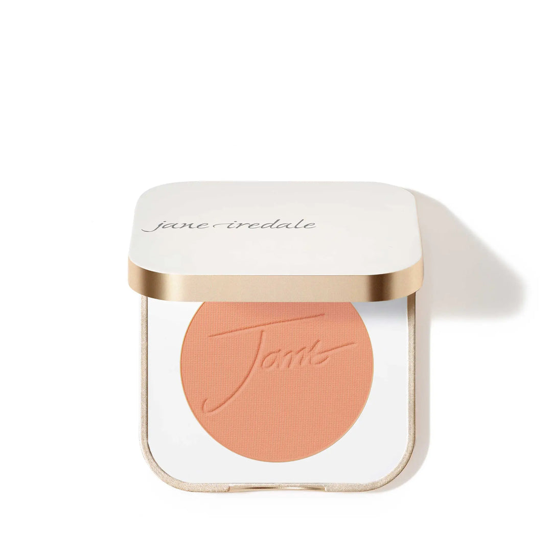 Jane Iredale PurePressed Blush in shade Flourish in a white compact case on a white background