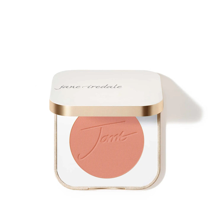 Jane Iredale PurePressed Blush in shade Velvet Petal in a white compact case on a white background