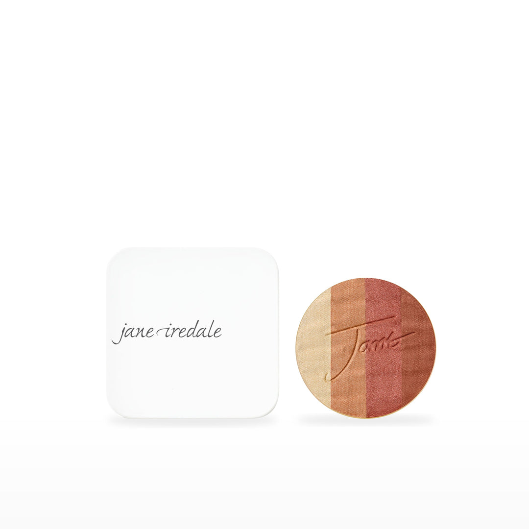 PureBronze Shimmer Bronzer with Refillable Compact bundle. Copper Dusk – copper shimmer Ⓥ / White. Included products grouped on white.